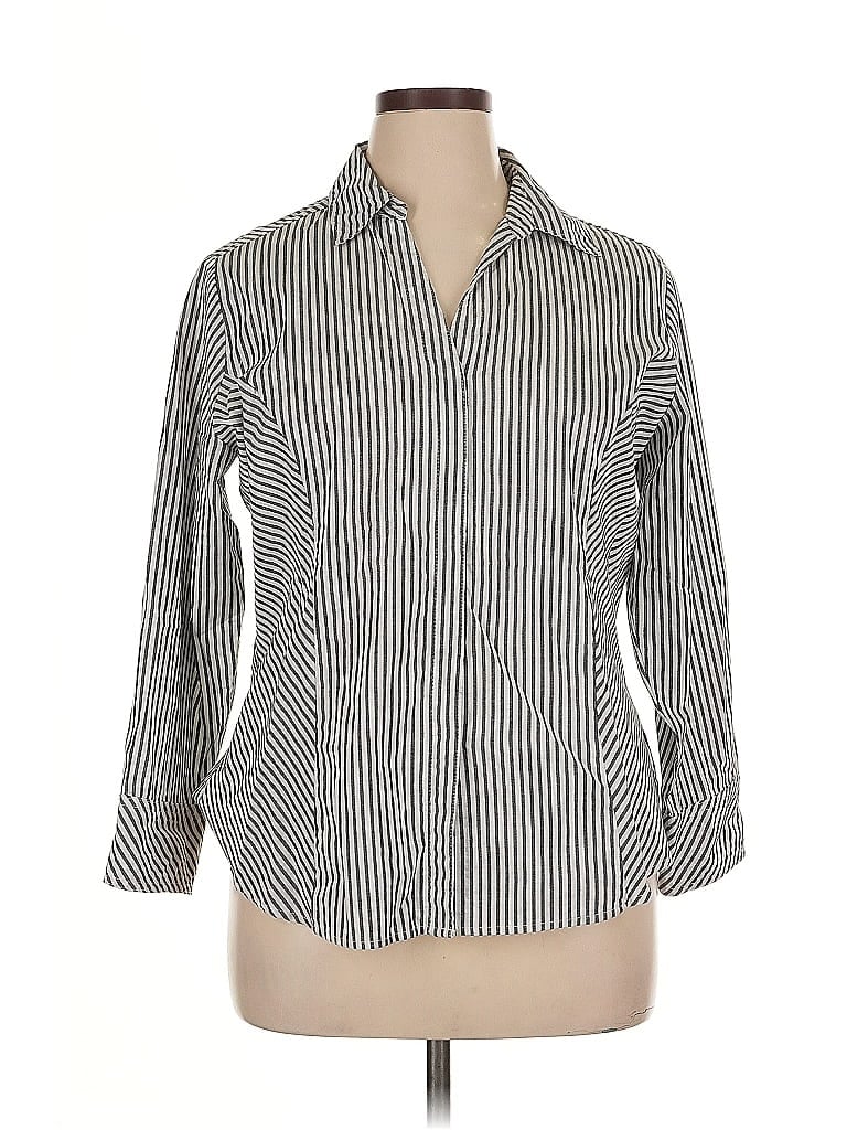 Pre-owned Riders By Lee 3/4 Sleeve Button Down Shirt In Gray