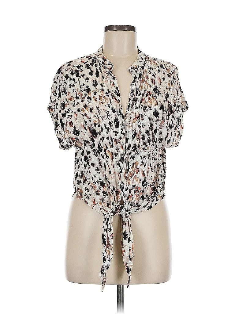 Pre-owned Olivaceous Short Sleeve Blouse In White