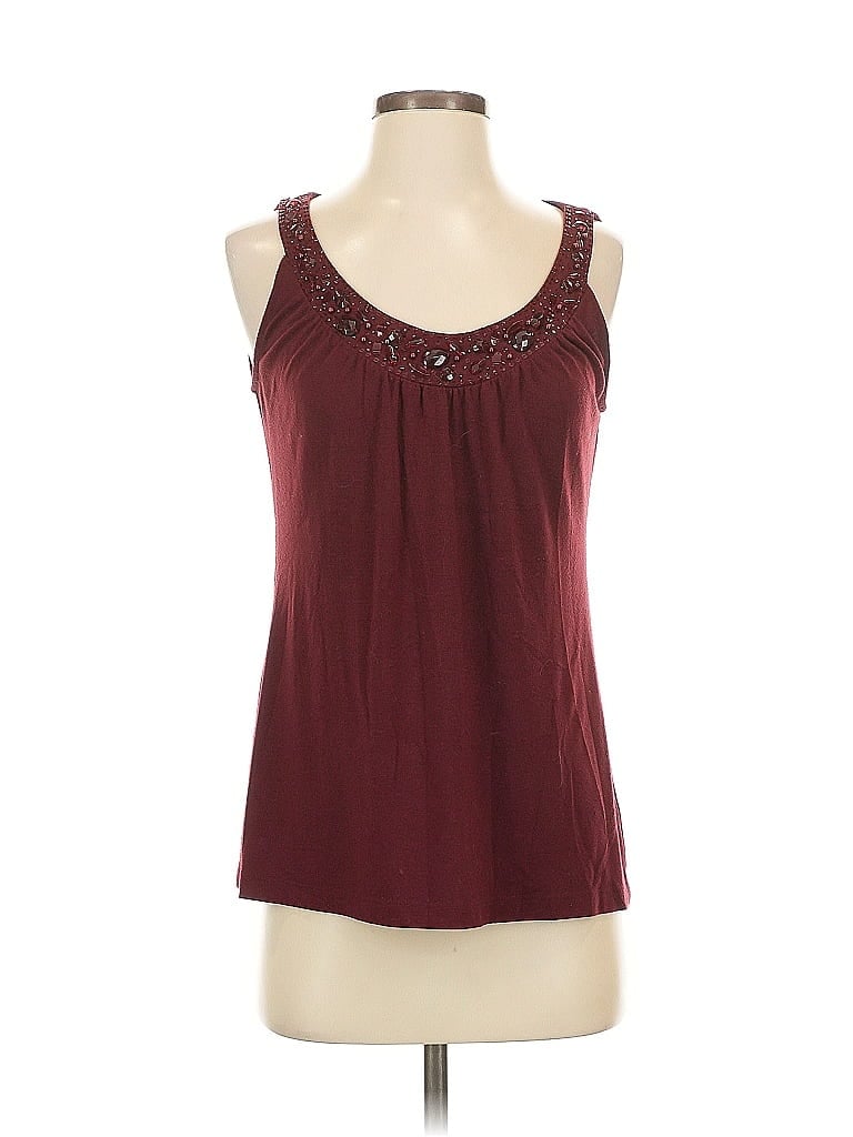 Click to view more detailed imagery on our partner's website Pre-owned New York And Company Sleeveless Top Burgundy Scoop Neck Tops