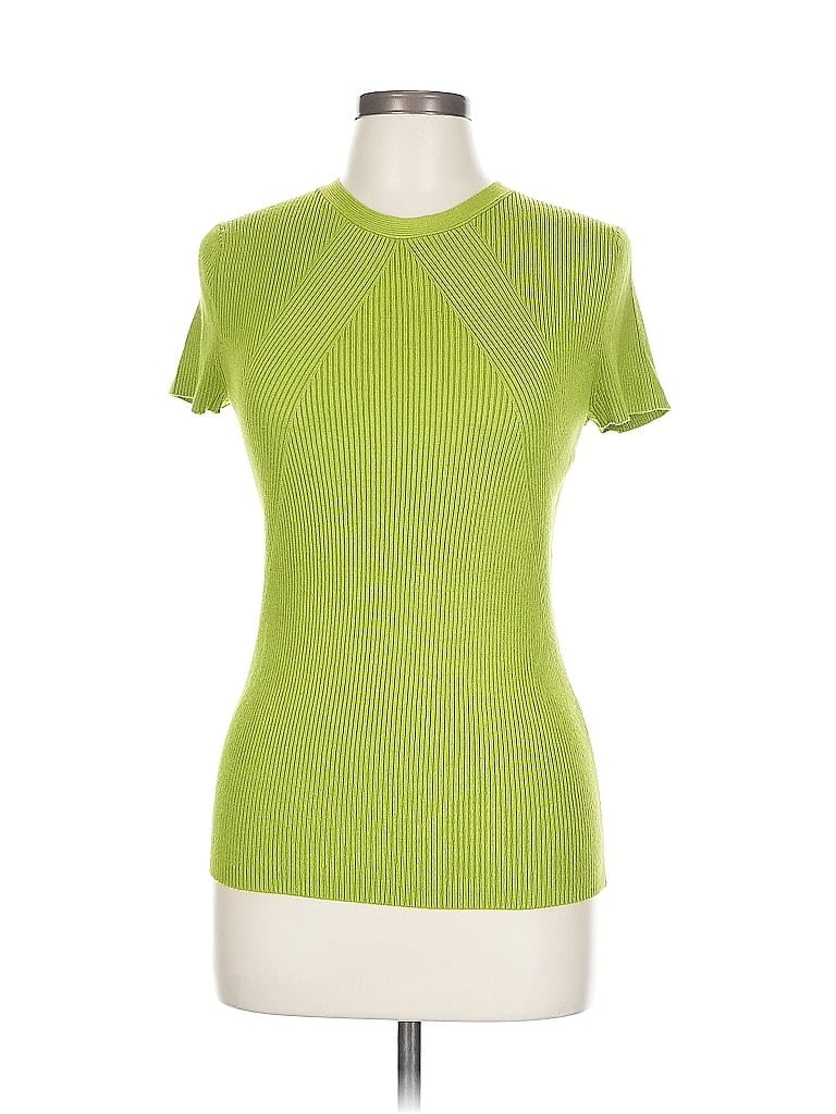 Pre-owned Grace Elements Short Sleeve Top Green Crew Neck Tops