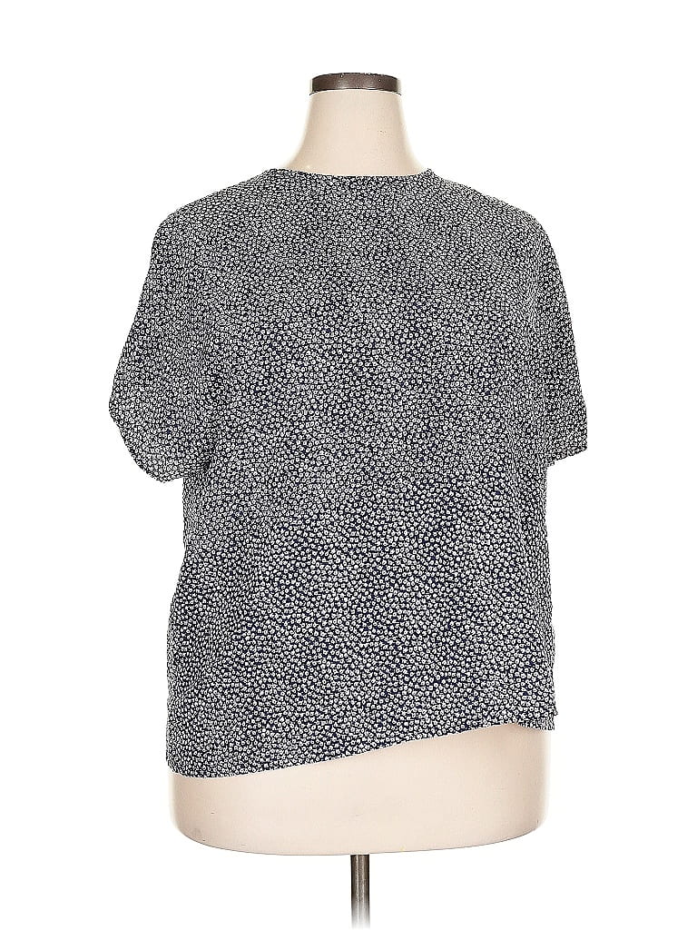 Pre-owned Liz Baker Essentials Short Sleeve Blouse In Gray