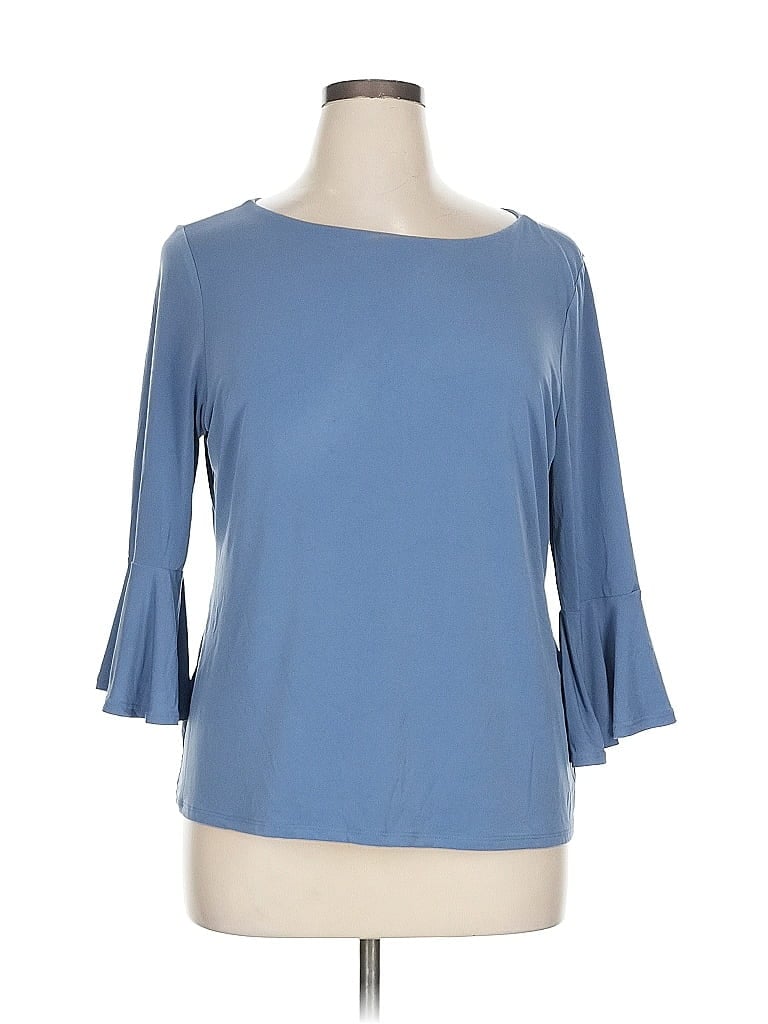 Pre-owned Premise 3/4 Sleeve Top Blue Boatneck Tops
