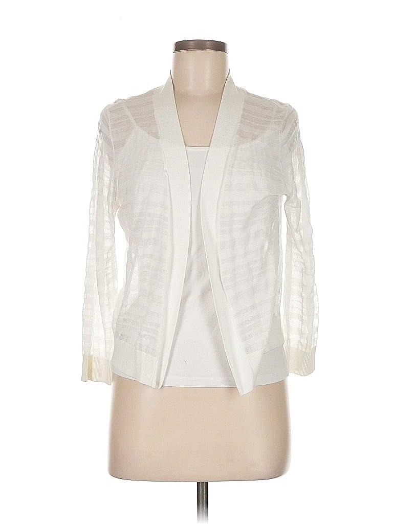 Pre-owned Rafaella Cardigan Sweater In White