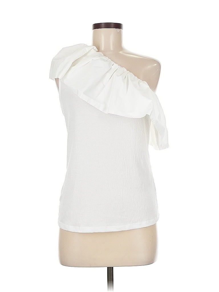 Pre-owned Who What Wear Sleeveless Top White One Shoulder Neckline Tops