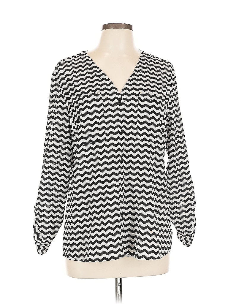 Pre-owned Jones New York Long Sleeve Blouse In Black