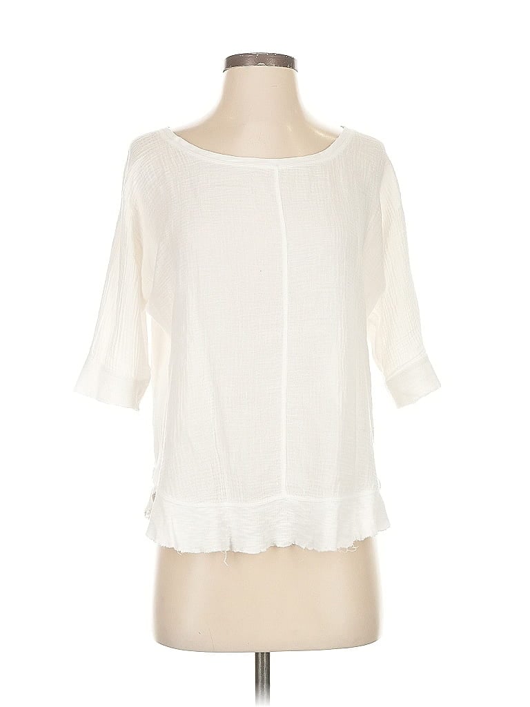 Pre-owned Anthropologie 3/4 Sleeve Blouse In White