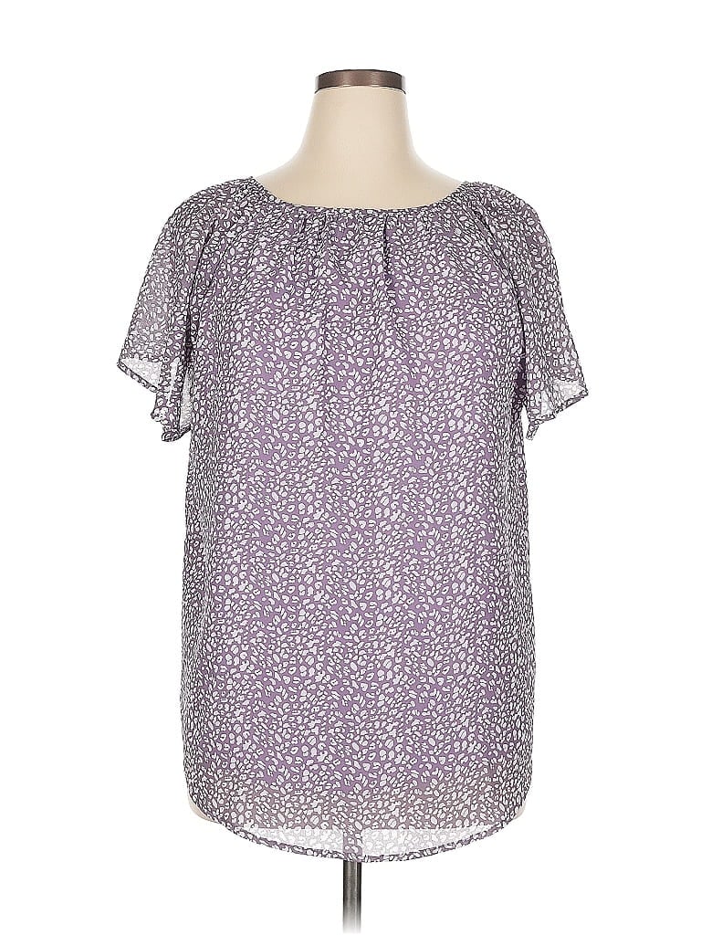 Pre-owned Unbranded Short Sleeve Blouse In Purple