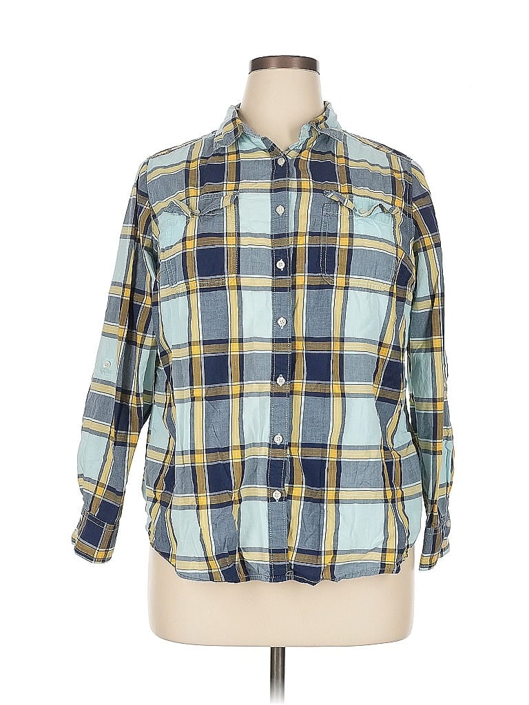 Click to view more detailed imagery on our partner's website Pre-owned St. John's Bay 3/4 Sleeve Button Down Shirt In Blue