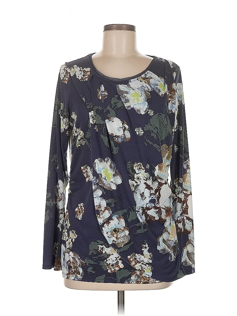 Pre-owned Simply Vera Vera Wang Long Sleeve Blouse In Blue