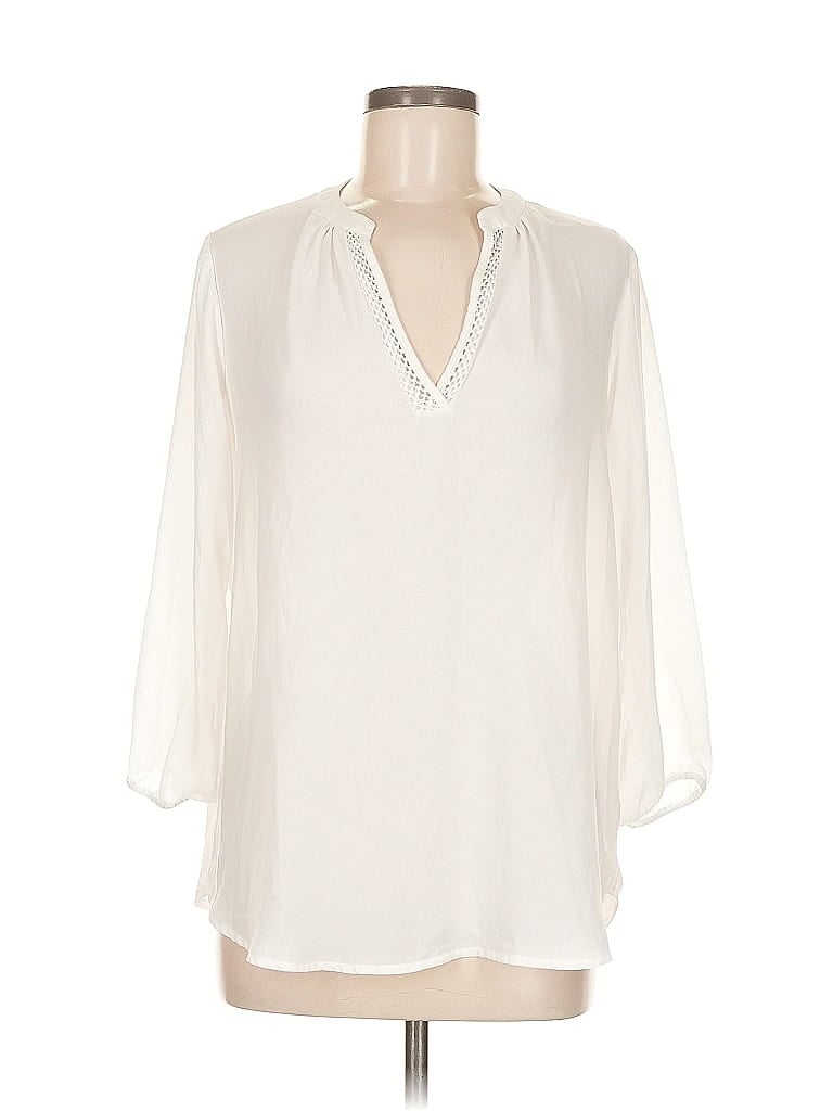 Pre-owned Pleione 3/4 Sleeve Blouse In White