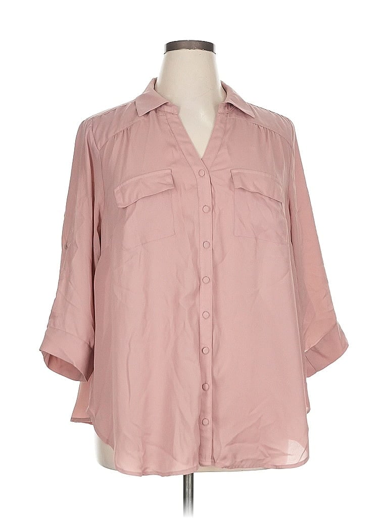 Click to view more detailed imagery on our partner's website Pre-owned Torrid 3/4 Sleeve Blouse In Pink
