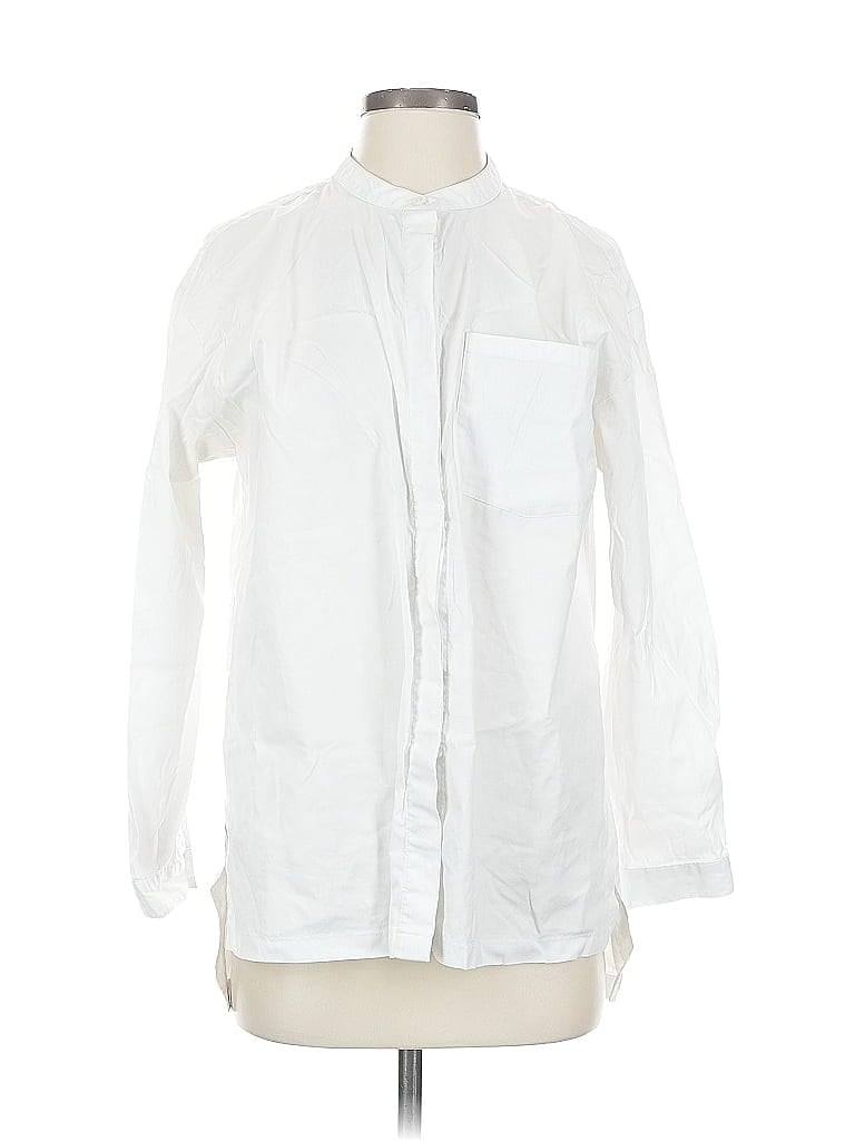 Pre-owned T By Talbots Long Sleeve Button Down Shirt In White