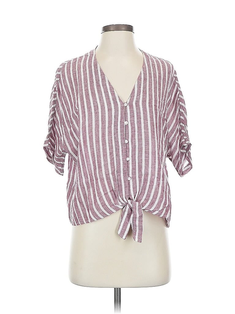 Pre-owned Rails Short Sleeve Blouse In Burgundy