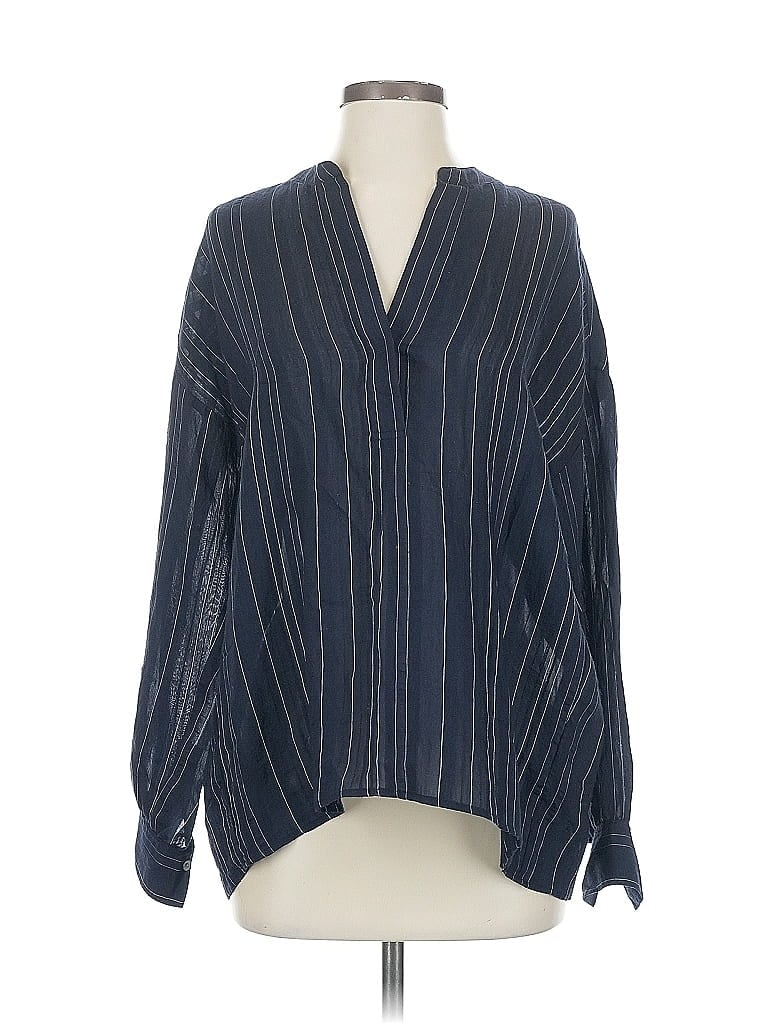 Pre-owned Vince Long Sleeve Blouse In Blue
