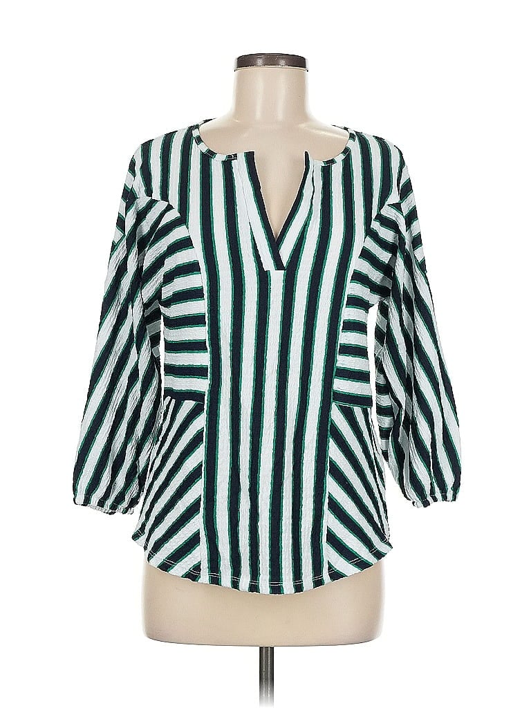 Pre-owned Adrienne Vittadini 3/4 Sleeve Blouse In Green