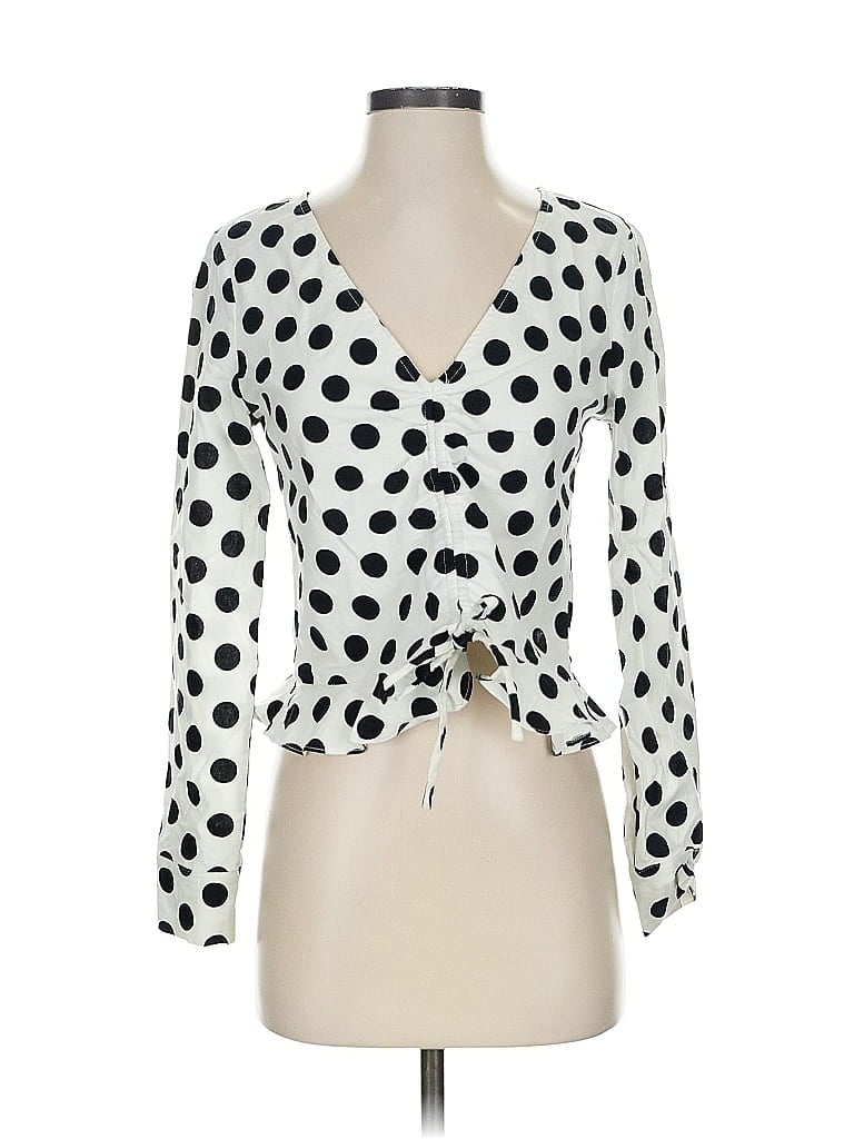 Pre-owned L'academie Los Angeles 3/4 Sleeve Blouse In White