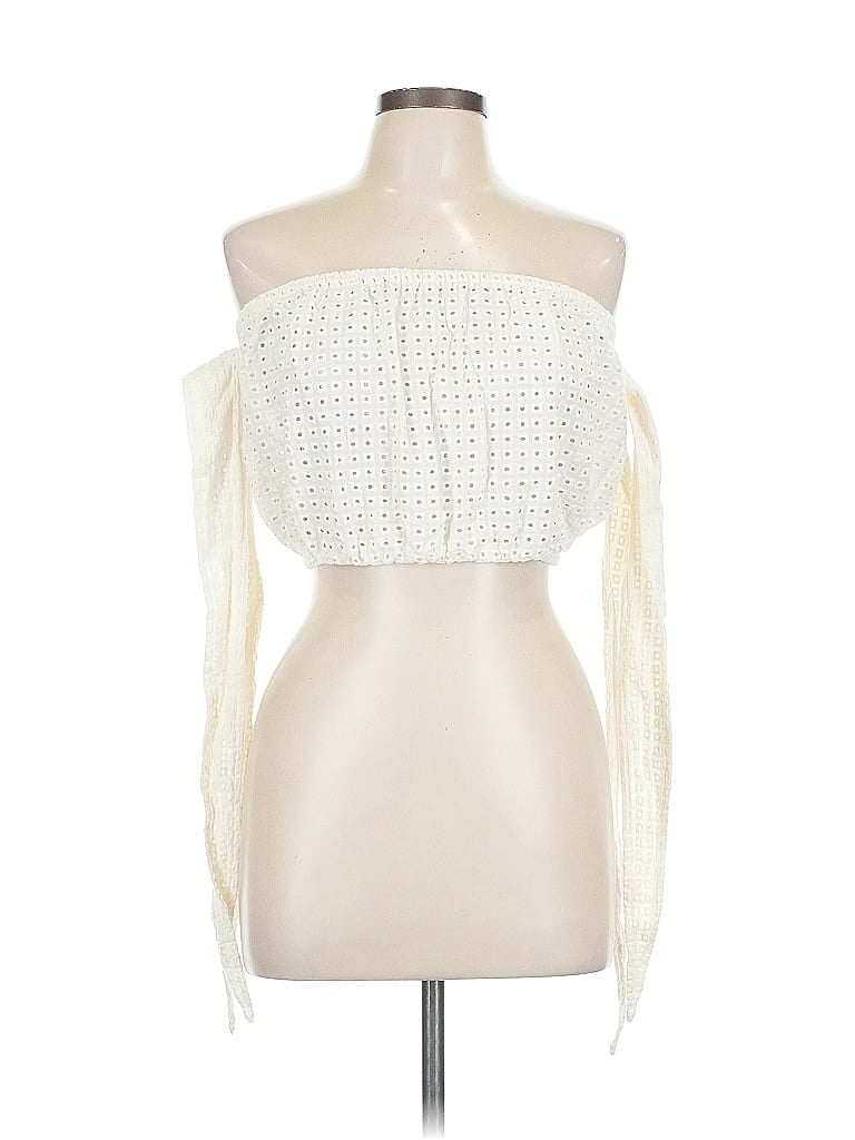 Pre-owned Eberjey Long Sleeve Blouse In White