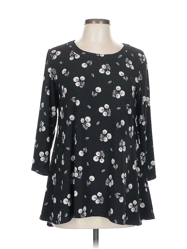 Pre-owned Anne Klein 3/4 Sleeve T-shirt In Black