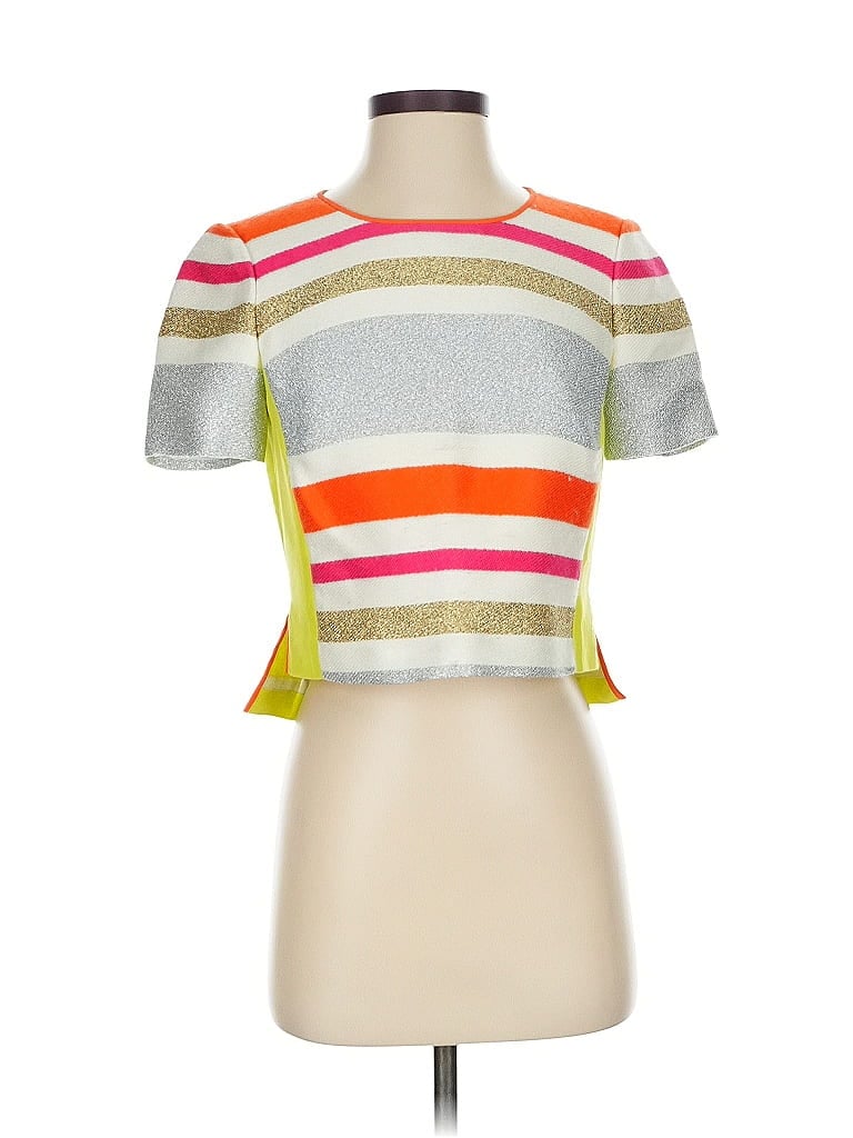 Pre-owned Bcbgmaxazria Short Sleeve Top Green Square Neckline Tops