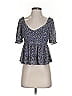 Mi ami 100% Polyester Blue Short Sleeve Blouse Size XS - photo 1
