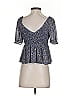 Mi ami 100% Polyester Blue Short Sleeve Blouse Size XS - photo 2