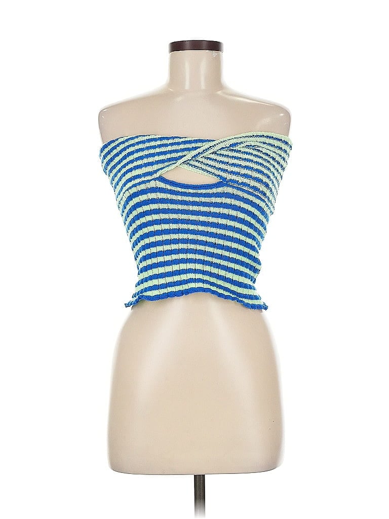 Pre-owned Unbranded Tube Top Blue Strapless Neckline Tops