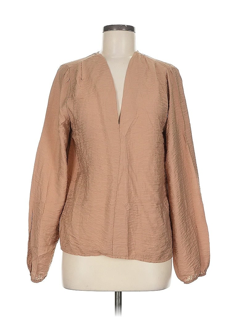 Click to view more detailed imagery on our partner's website Pre-owned Self Contrast Long Sleeve Blouse In Brown