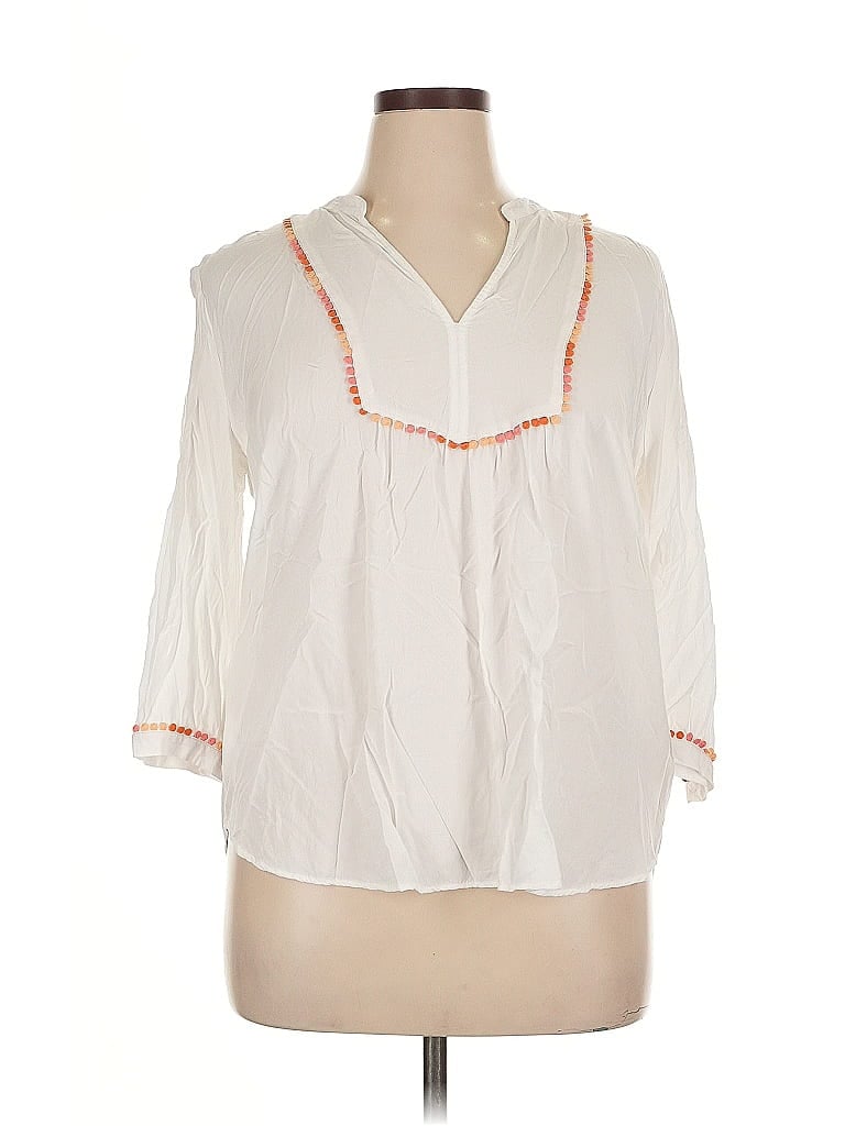 Pre-owned Ann Taylor Loft Outlet 3/4 Sleeve T-shirt In White