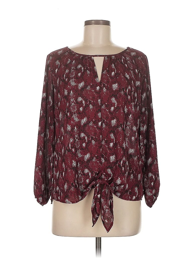 Pre-owned West Kei Long Sleeve Blouse In Burgundy