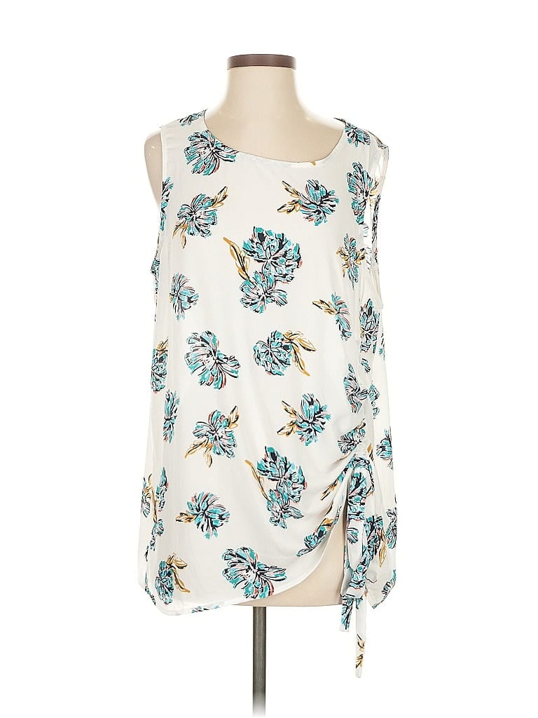 Pre-owned Halogen Sleeveless Blouse In White