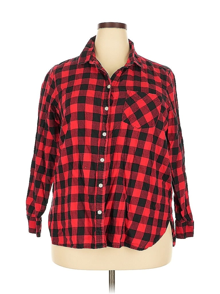 Pre-owned Old Navy Long Sleeve Button Down Shirt In Red