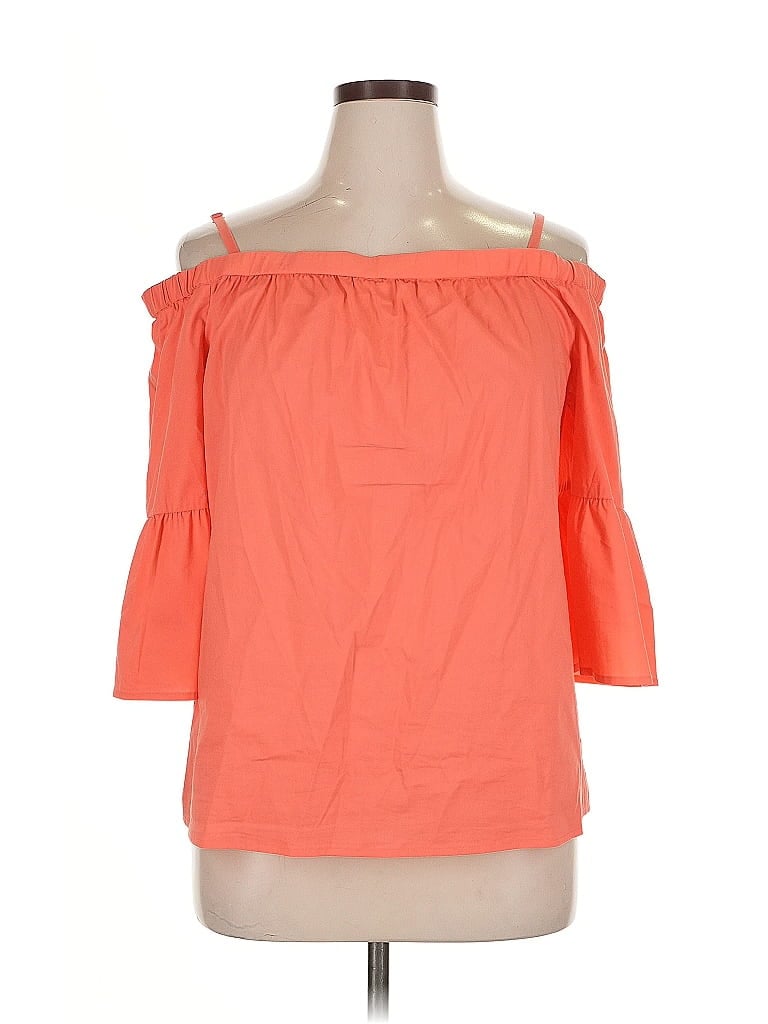 Pre-owned Inc International Concepts 3/4 Sleeve T-shirt In Orange