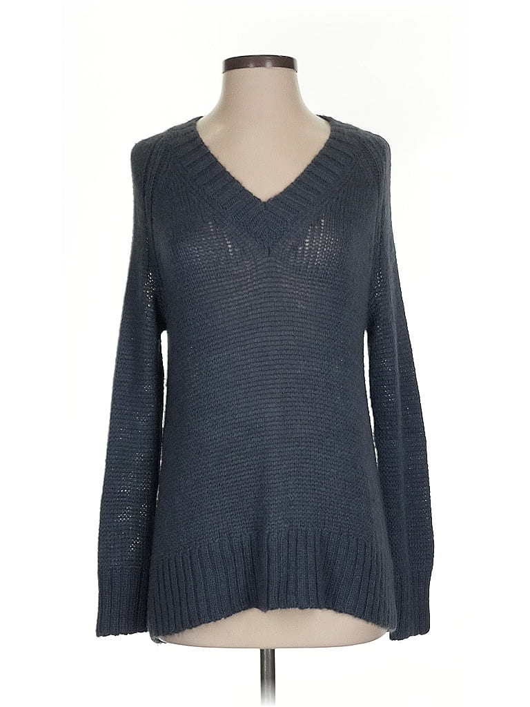 Pre-owned Lafayette 148 Wool Pullover Sweater In Blue