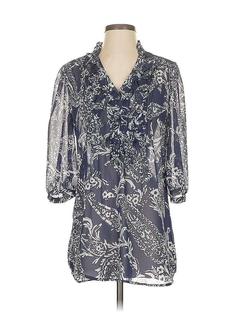 Click to view more detailed imagery on our partner's website Pre-owned New York And Company 3/4 Sleeve Blouse In Blue