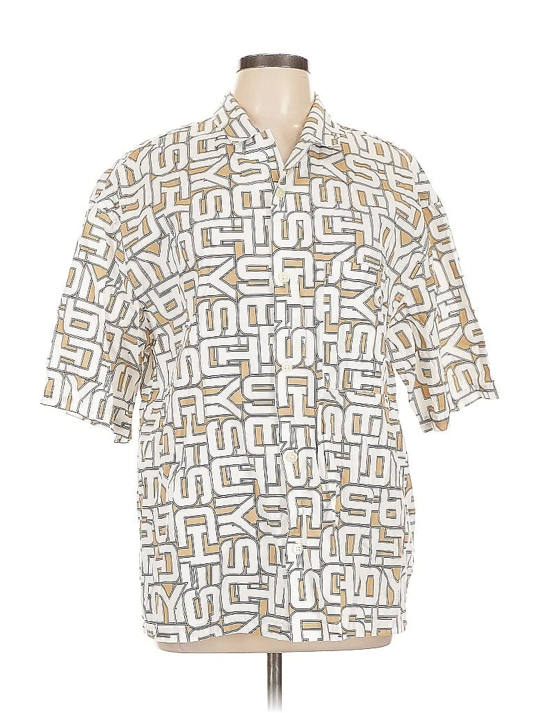 Pre-owned H&m Short Sleeve Button Down Shirt In White