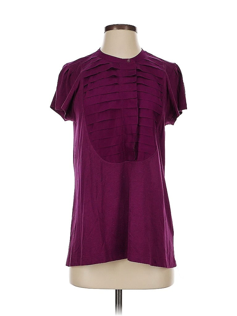 Pre-owned Theory Short Sleeve Blouse In Purple