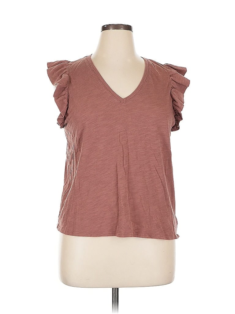 Pre-owned Express Short Sleeve Top Brown V Neck Tops