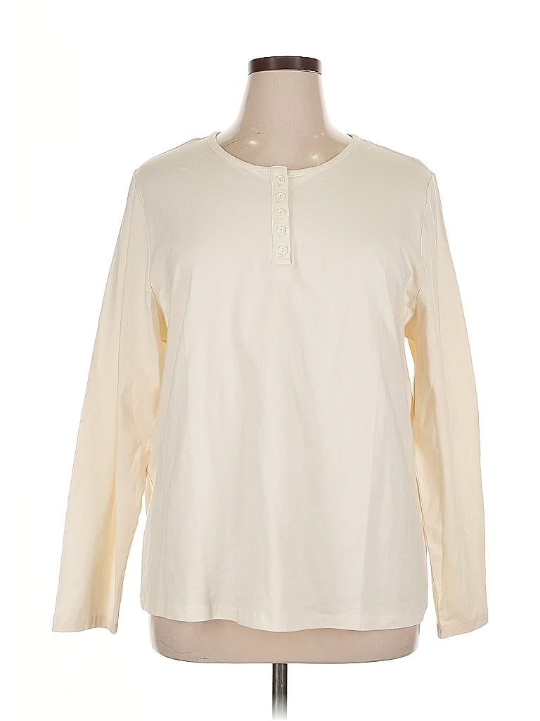 Pre-owned D&co. Long Sleeve Henley Shirt In White