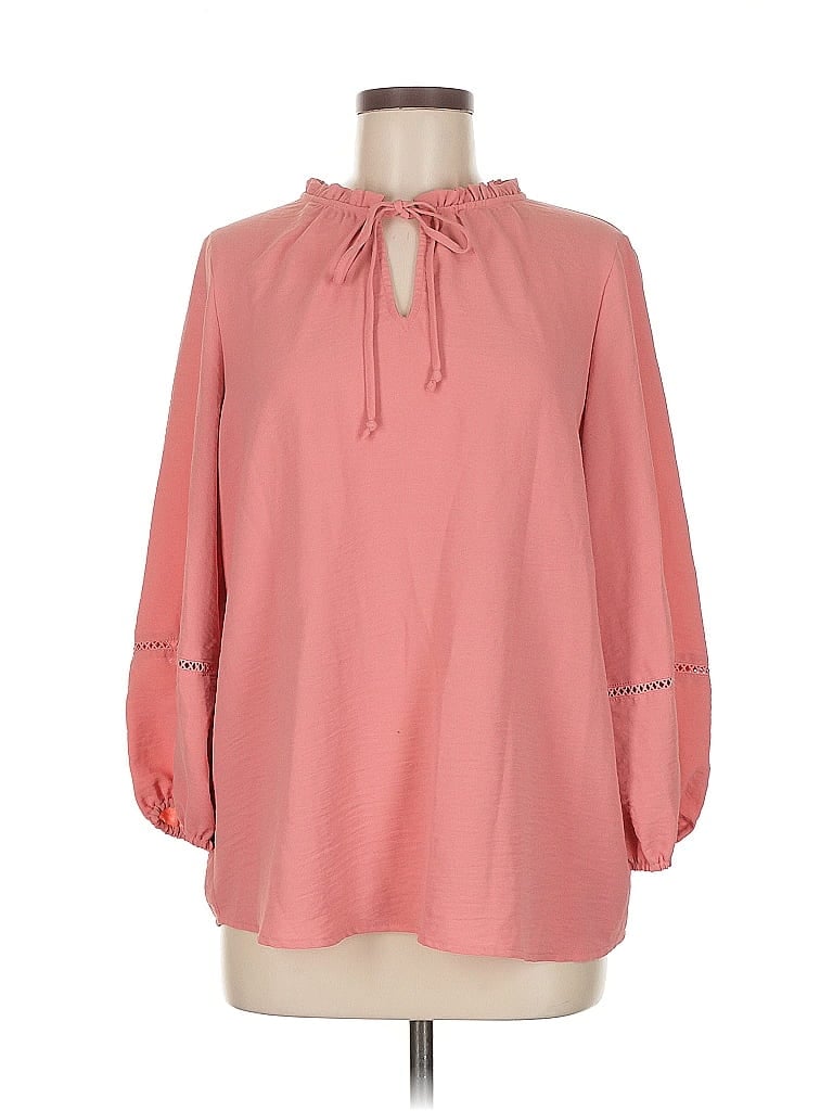 Pre-owned Fred David 3/4 Sleeve Blouse In Pink