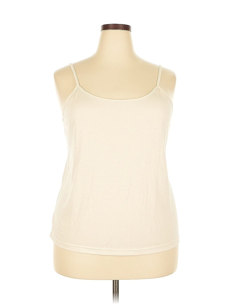 Pre-owned Unbranded Sleeveless Top Ivory Scoop Neck Tops In White
