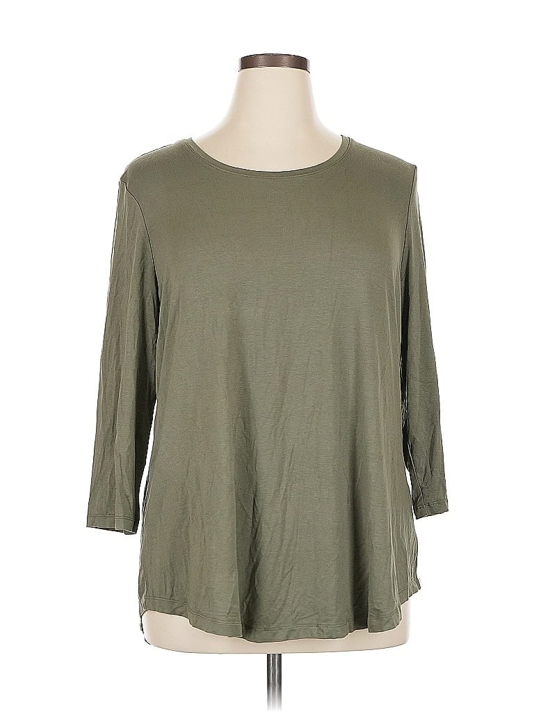 Pre-owned Jm Collection 3/4 Sleeve T-shirt In Green