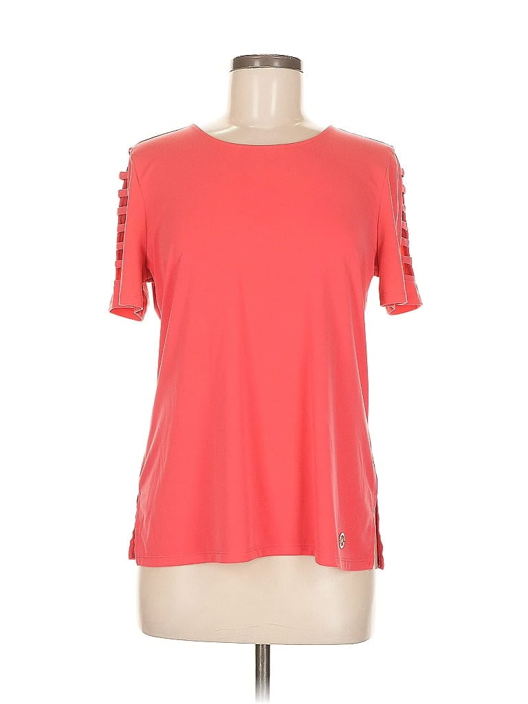 Pre-owned Michael Michael Kors Short Sleeve Top Orange Cold Shoulder Neckline Tops