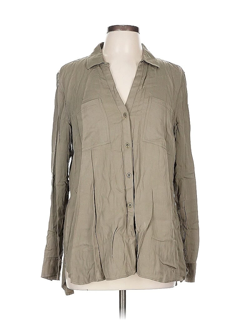 Pre-owned Old Navy Long Sleeve Button Down Shirt In Gray