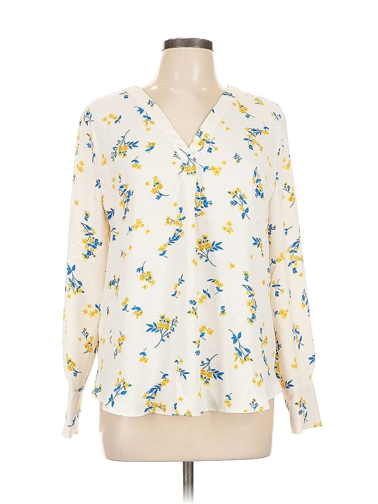 Pre-owned Ann Taylor Long Sleeve Blouse In White