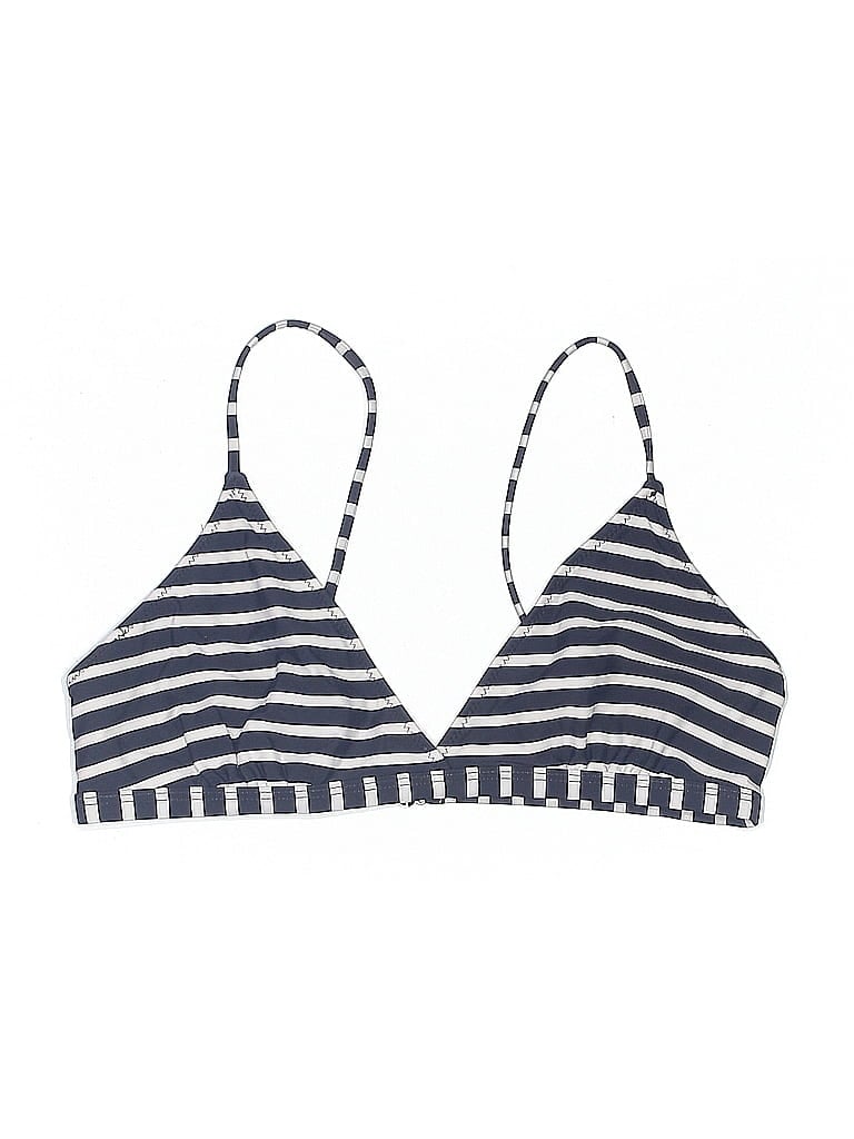 Pre-owned Unbranded Swimsuit Top Blue Stripes Pattern Swimwear