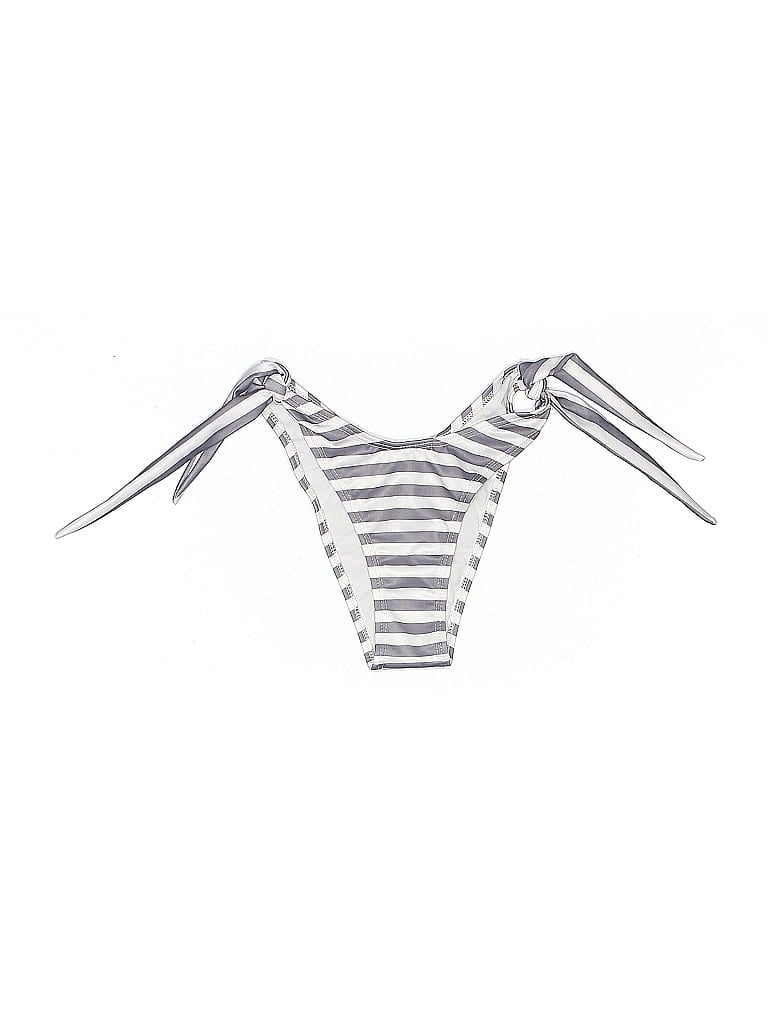 Pre-owned Yandy Swimsuit Top Silver Stripes Pattern Swimwear