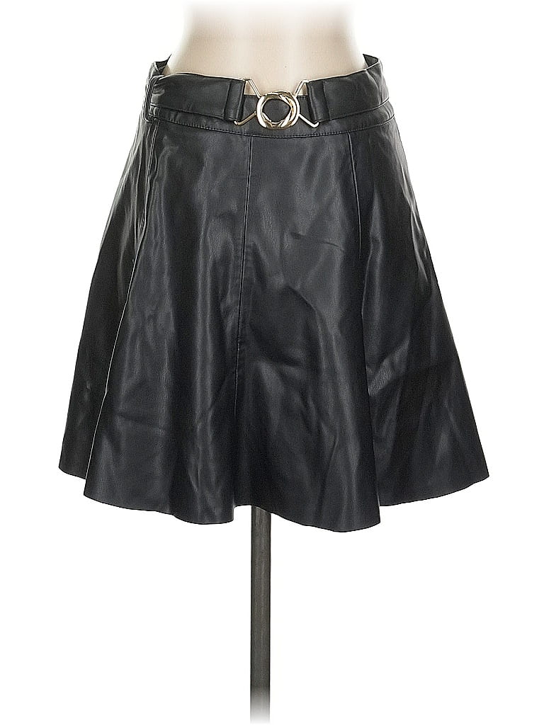 Pre-owned Zara Faux Leather Skirt In Black
