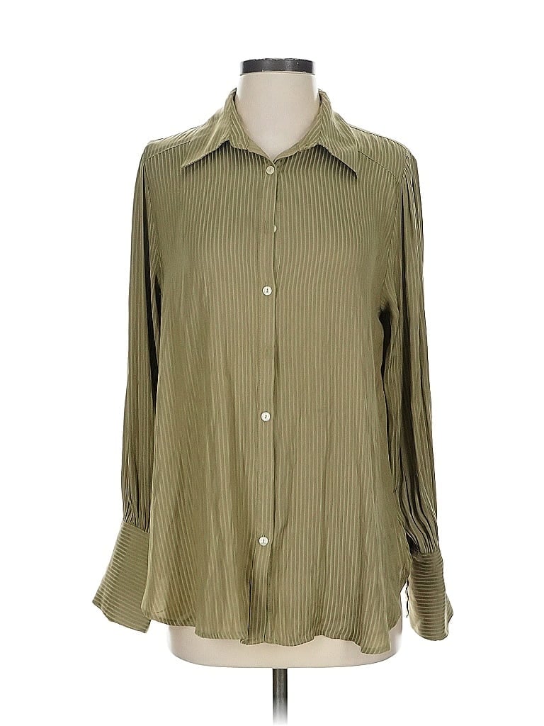 Pre-owned Free People Long Sleeve Blouse In Green