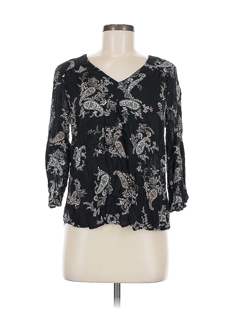 Pre-owned Dr2 3/4 Sleeve Blouse In Black