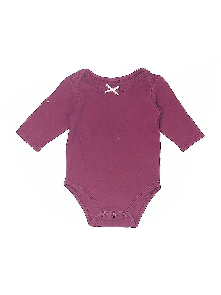 Pre-owned Tea Babies' Long Sleeve Onesie In Burgundy